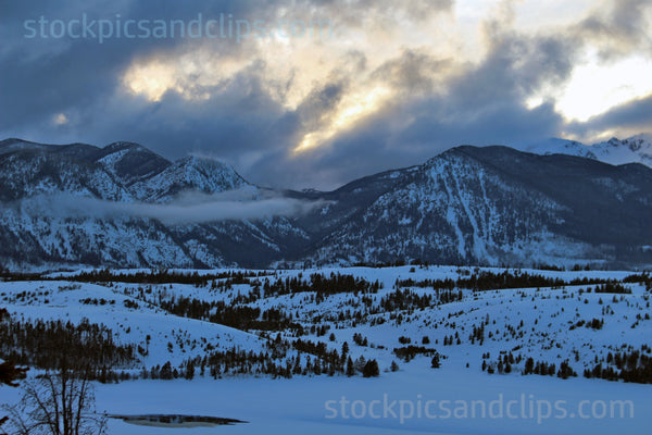 Serene & Snowy Mountain Scene