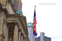 Detroit Architecture GM Building U.S. Flag