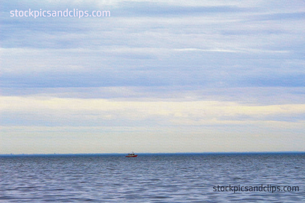 Little Red Boat on Lake St. Clair Canvas Texture