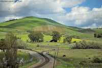 Northern California Railroad Tracks Split Hills Crops Clouds