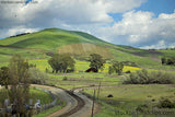 Northern California Railroad Tracks Split Hills Crops Clouds