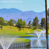 Palm Springs California Golf Course Fountains and Mountains