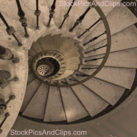 The Vizcaya Spiral Staircase, Square, Sepia