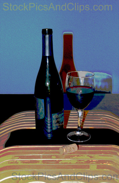 Wine Bottle and Glass Super Edit