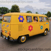 Flower Power Yellow VW Bus