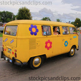 Flower Power Yellow VW Bus