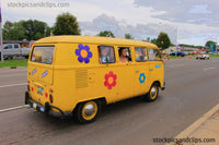 Flower Power Yellow VW Bus