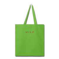 Tote Bag "WILD" 15.5"x14.5" - lime green